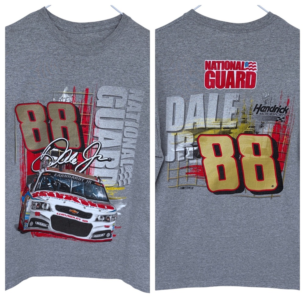 Gray Dale Earnhardt Jr Graphic T Shirt Medium NASCAR Racing National Guard #88